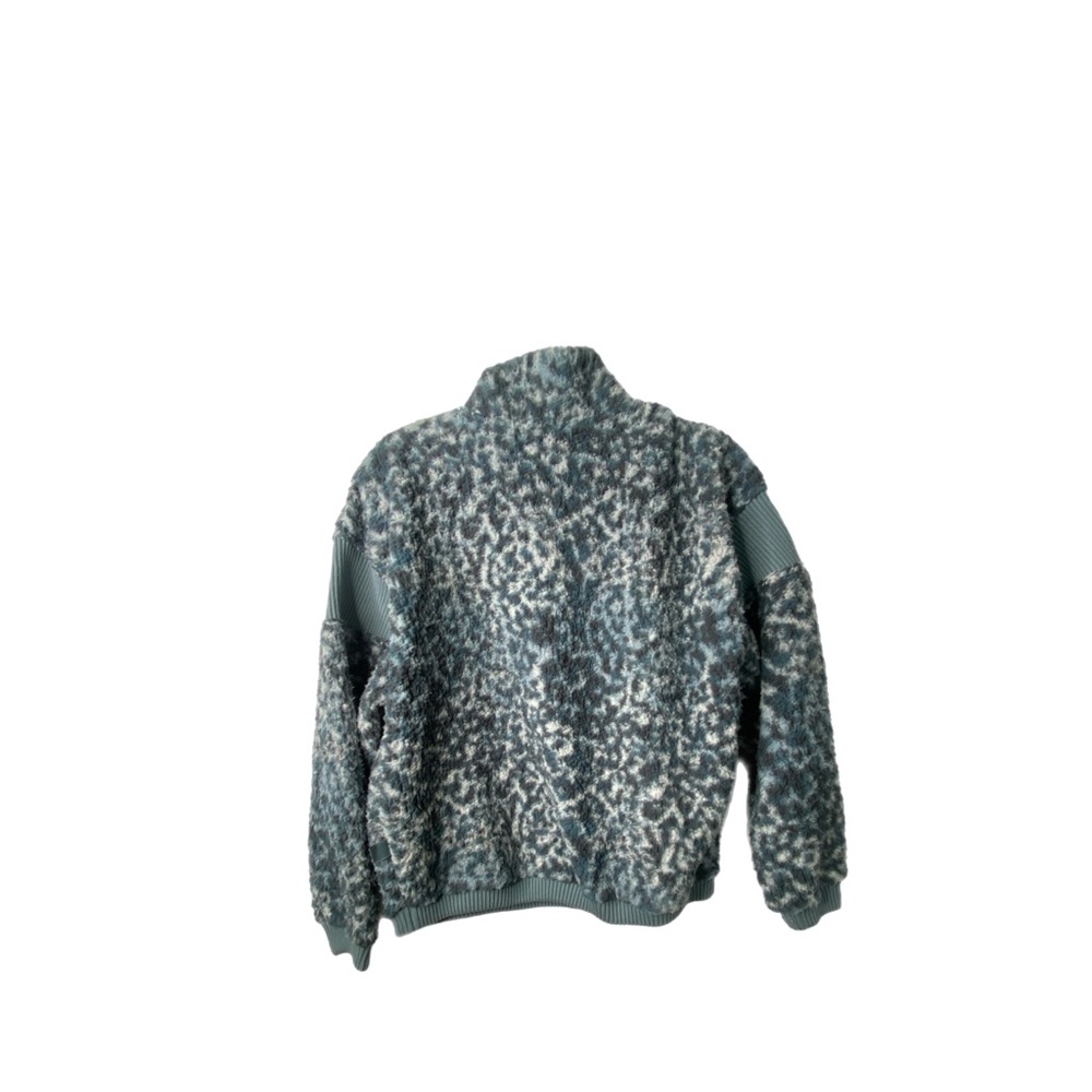 JoyLab Blue Leopard Quarter-Zip Sherpa Pullover - Picture 2 of 4